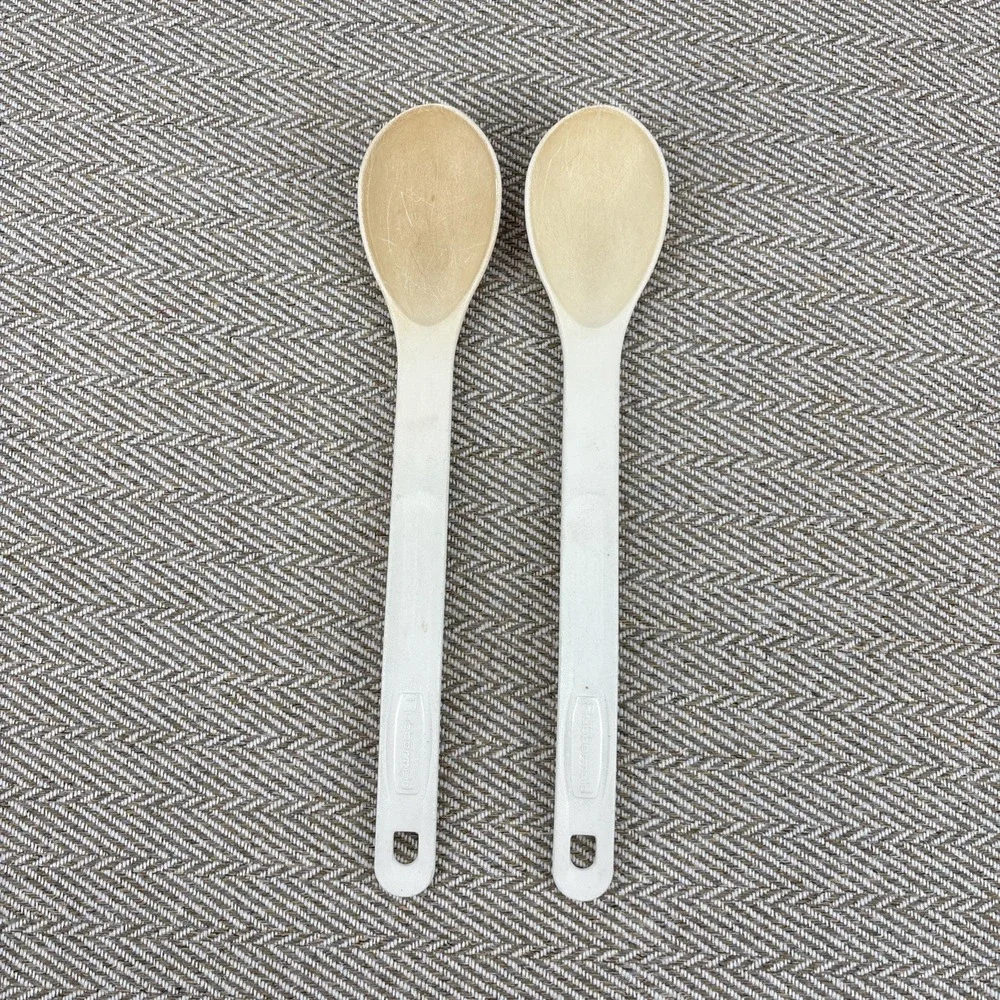 2 Rubbermaid #1973 White Nylon Plastic Serving Spoon Heavy Duty 12.5-inch USA